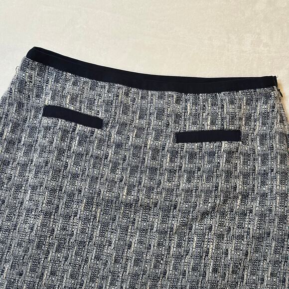 New Talbots Tweed A-Line Skirt sz 14P Navy blue cream Tweed Skirt - Picture 5 of 8